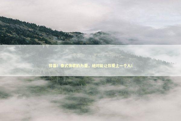 惊喜！泰式情歌的力量，绝对能让你爱上一个人！